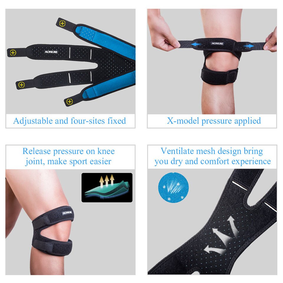 AONIJIE Knee Strap Dual Patella Athletics X-shaped Brace Support Pad Pain Relief Band E4096 Hiking Soccer Basketball Volleyball
