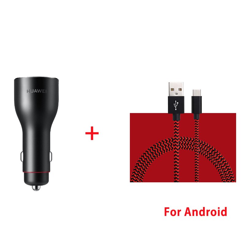 CP37 36g 5A Cabo Original HUAWEI 40W 2 SuperCharge Car Charger USB 10V4A 40W 5V4A 20W 9V2A 18W 5V2A 10W: black add Android