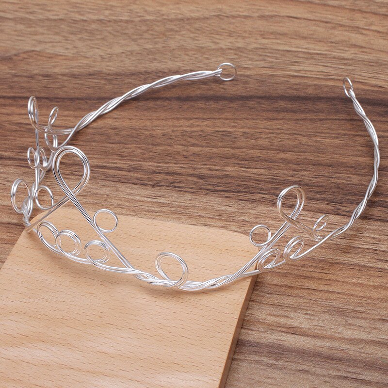 1pc metal bandana moldura base de argola de cabelo em branco configurações diy tiaras coroa acessórios para fazer jóias: Silver Color