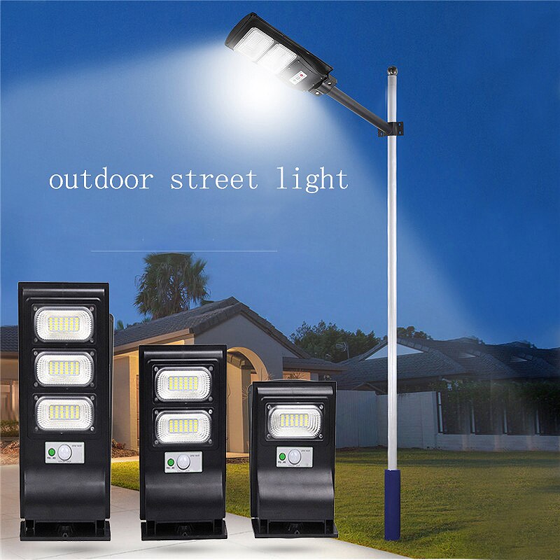LED solar street light PIR Motion Sensor outdoor Wall Light with pole Adjustable Waterproof IP65 30W Yard Path Home Garden Lamp