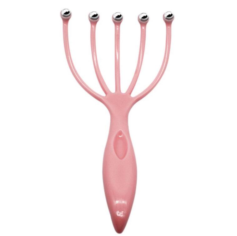 Five Finger Head Relax Massager Steel Ball Massager Hair Held SPA Scalp Neck Stress Relief Massage Claws Release Head Physician: Pink