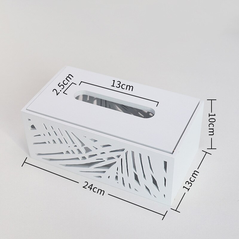 Simple Wooden Tissue Box Container Hollow Napkin Storage Box Home Office Restaurant Desktop Decor Tissue Dispenser Organizer: L-white