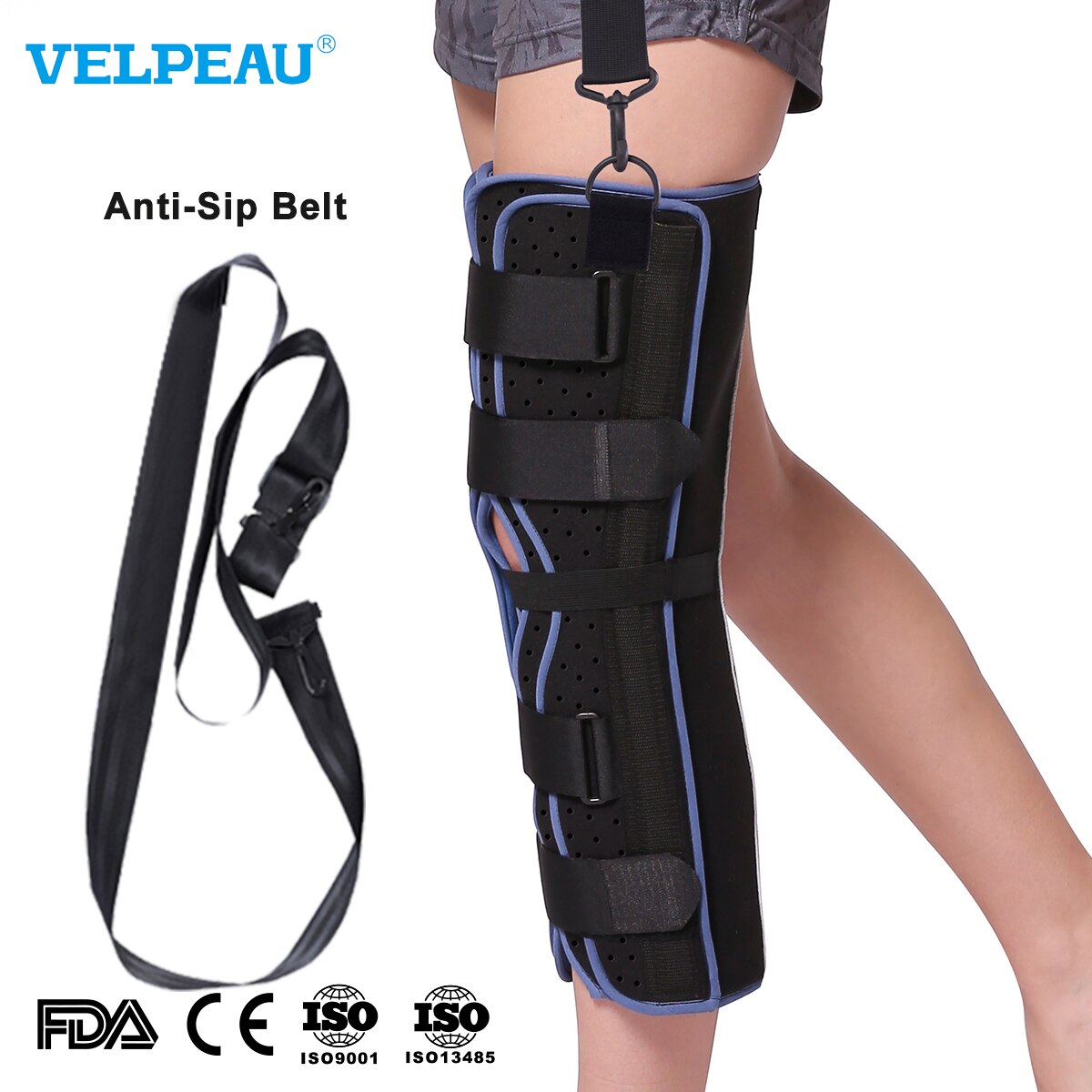 VELPEAU Drei-Stück Knie Schiene Für postoperativ Erholung Schutz Unterstützung Knie befestigen Für Kniescheibenbeanspruchung Dislokation Komfortable