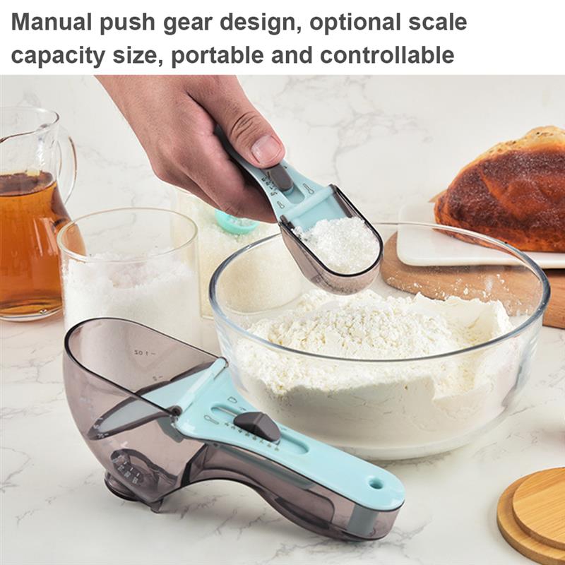 2pcs Adjustable Measuring Spoons Multifunctional Markings Scoop with Scale Teaspoons Kitchen
