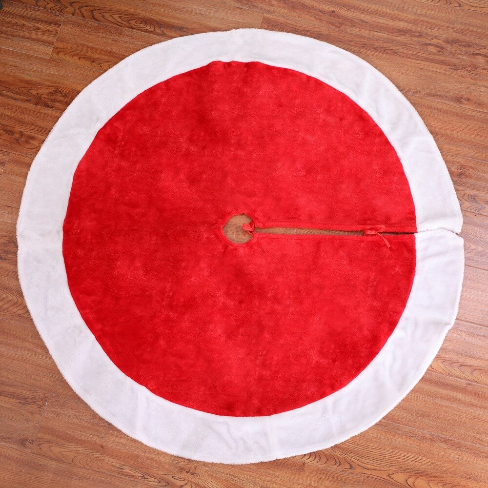 Round Christmas Tree Skirt Red Home Pad For Party Decor Christmas Tree Foot Mat Year Ornament 120CM Short Velvet Carpet: Default Title