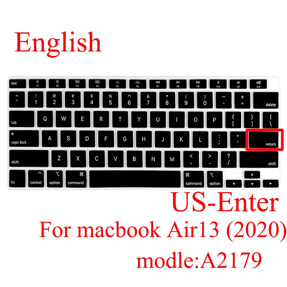 Laptop Keyboard cover For macbook Air 13 protective film Air13.3 A2179 silicone keyboard cover Russian Spanish Korea: A2179 US English