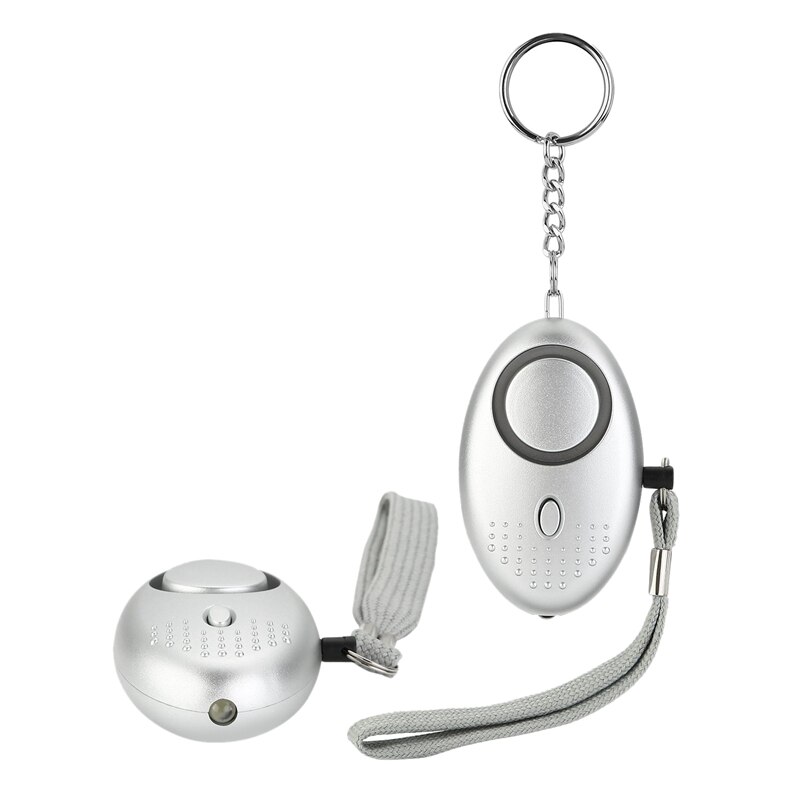 Emergency Personal Alarm, Security Alarm Key Chain With Led Flashlight - Silver