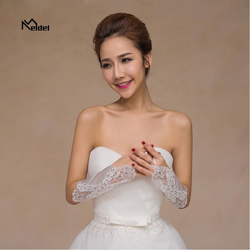 Guantes de encaje sin dedos para dama de honor, accesorios de boda, guantes blancos, accesorios de vestir