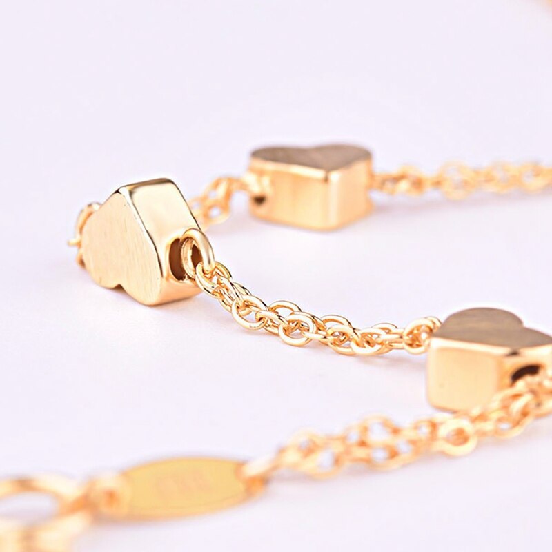 Frauen Baby Mädchen Armbänder Gold Farbe Herz-förmigen Glück Perlen Kette Schmuck