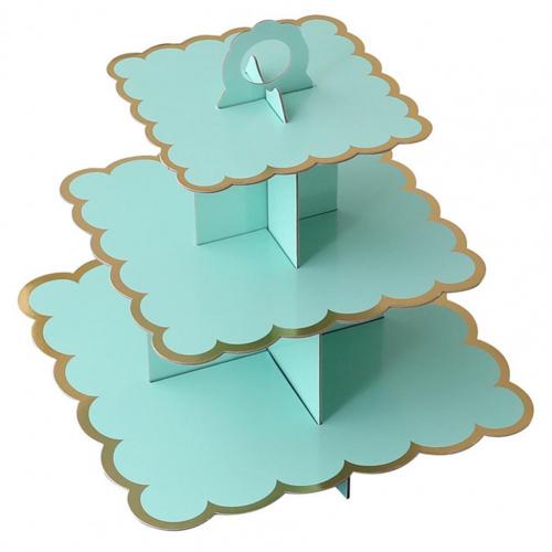 5 Kleuren Unieke Taart Stand Prachtige Drie-Layer Food Grade Papier Dessert Stand Milieuvriendelijke Wegwerp Dessert Stand Voor Party: Green Ruffles