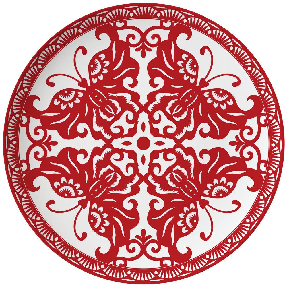 Chinese Plate Set Butterfly paper-cut bone china tableware set household fruit plate dessert tableware