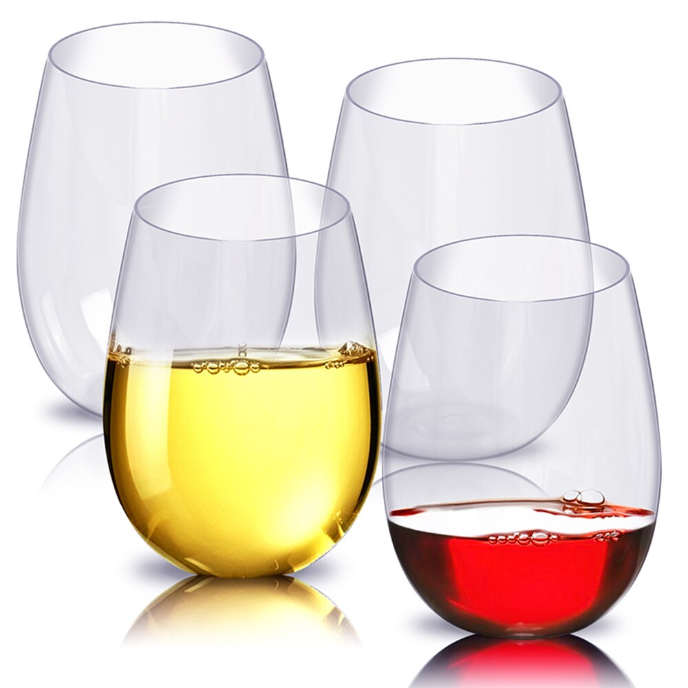 4PCS/Set Shatterproof Plastic Wine Glass Unbreakable PCTG Wine Tumbler Cups Reusable Transparent Fruit Juice Beer Cup Drinkware