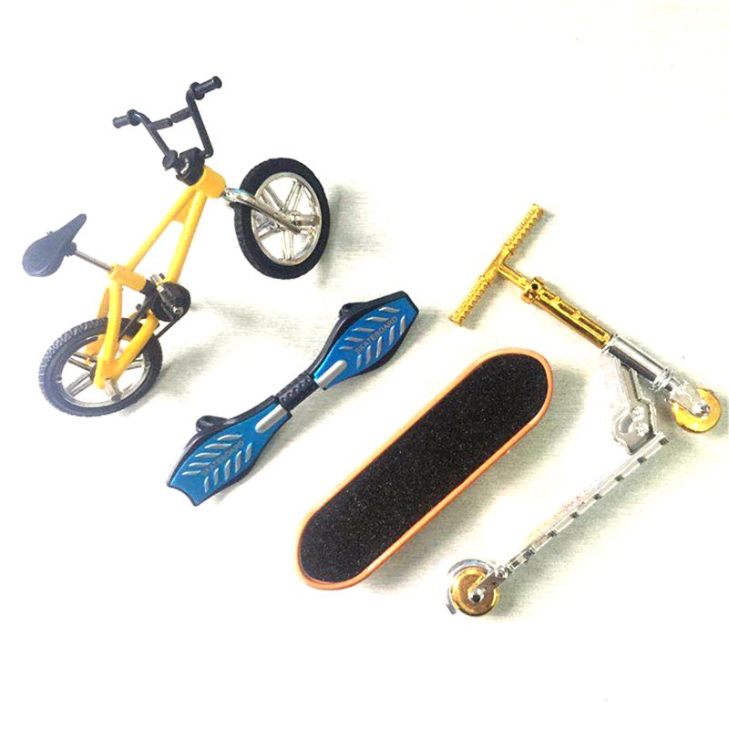 Mini scooter tohjuls scooter børns pædagogiske legetøj finger scooter cykel fingerboard skateboard: Gul
