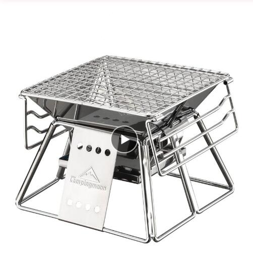 Portable Stainless Steel BBQ Grill Non-stick Surface Folding Barbecue Grill Outdoor Camping Picnic Tool