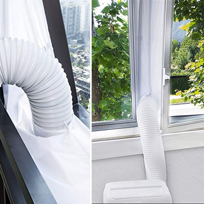 Luchtsluis Raam Afdichting Voor Airconditioner, 400 Cm Flexibele Doek Afdichting Plaat Raam Afdichting Met Met Zip En Lijm Snelle