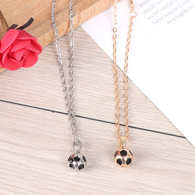 Manligt sporthalsband fotboll hänge halsband rostfritt stål kedja fotboll boll halsband smycken