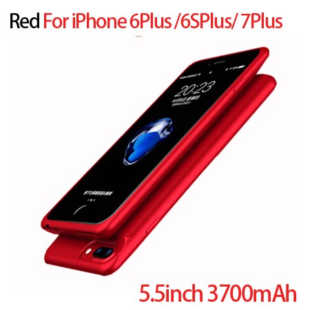 Thin Ultra Slim External Backup Battery Charger Case For iPhone 8 7 6 6s Plus PowerBank Charging Case Cover for iPhone 6 6s 7 8: i6 i6s i7 8Plus Red