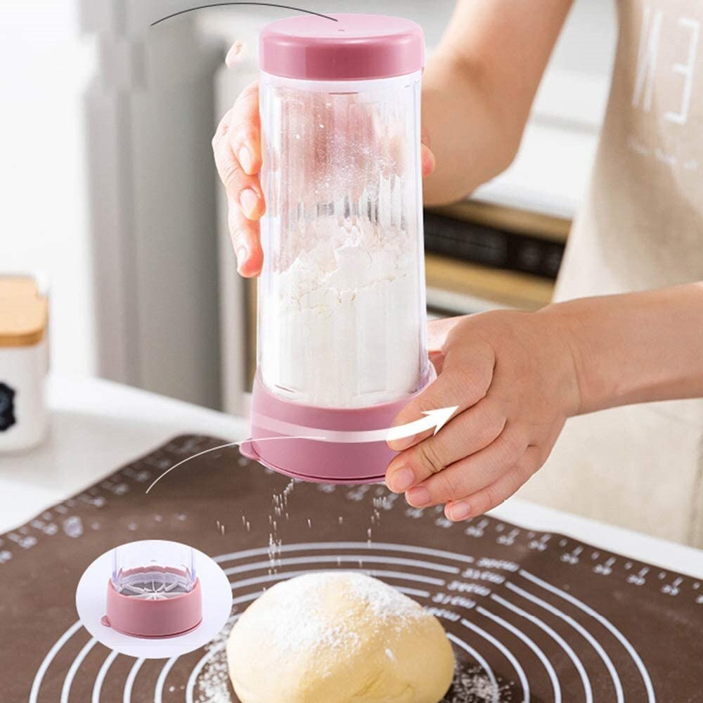 Icing Sugar Sieve Dispenser Flour Sifter with Lid Powder Sugar Shaker Fine Mesh Hand Crank Cocoa Chocolate Coffee Sifter