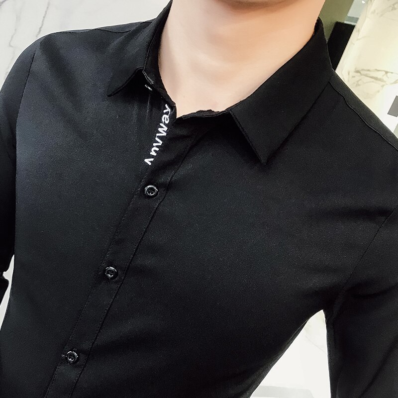 Vit skjorta herr vår slim fit bokstav smoking skjorta klänning långärmad fritidsaffär sociala skjortor herr 5xl- s