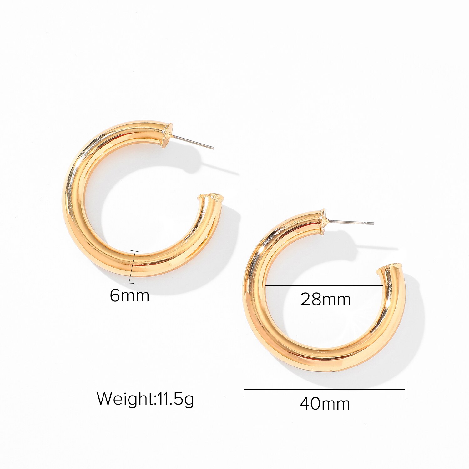 INS 40mm Brass Hoop Earrings Street Style CC Hoop Chunky Big Hoop Earrings For Women Punk Metal Gold Circle Earrings