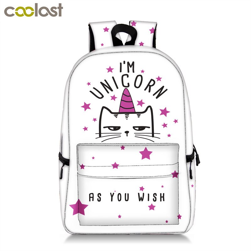 Kawaii Kätzchen Einhorn Rucksack Für Teenager Mädchen Cartoon Katze Kinder Schule Taschen Frauen Reisen Rucksack Kinder Buch Tasche Beste: 17qyh02