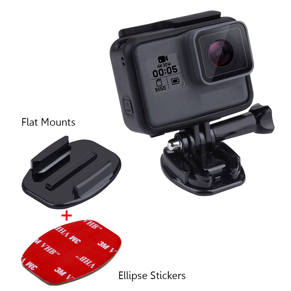 Platte Gebogen Base Mount + Adhesive Stickers Mount voor GoPro Hero 7 6 5 4 Xiaomi Yi 4 K Sjcam sj4000 Eken H9r voor Go Pro Accessoire