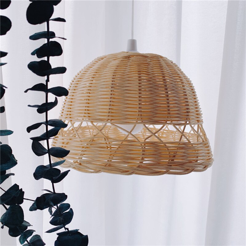 Nordic Rattan Lampshade Handmade Photography Accessories Kids Room Nursery Dorm Ornament Ceiling Light Cover Home Hanging Decor: LA-01