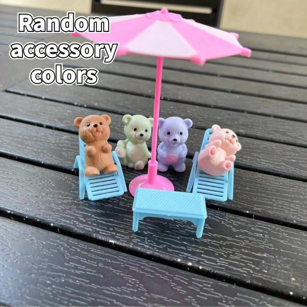 Cute Dog/Bear Pet Basket Family Toys, Dog Cage and Scene Playing Toys, Doll Play House Set - Imaginative Pretend Play Experience: Pink