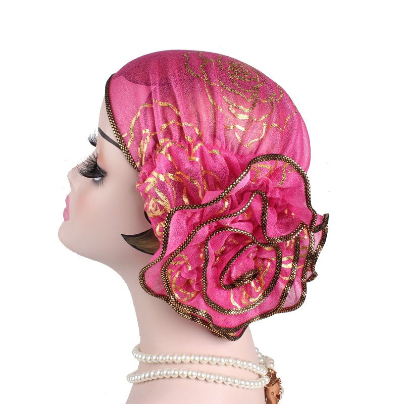 Grande fleur musulmane Hijab écharpe femmes perte de cheveux casquette Beanie Skullies Cancer chimio casquette islamique indien chapeau couverture tête écharpe Bonnet