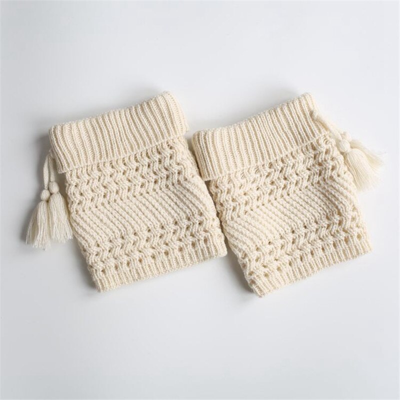Crochet Boot Socks Women Leg Warmers Ladies Dance Socks Winter Warm Socks Soild Leg Warmers: Beige
