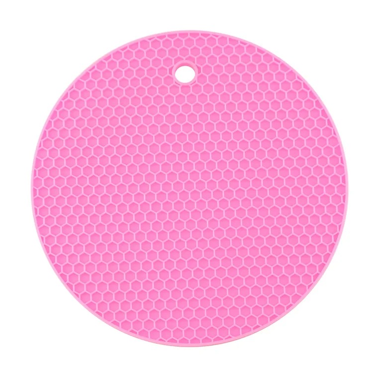 18/14 cm Runde Hitzebeständige Silikon Matte Trinken Tasse Untersetzer Nicht-slip Topf Halter Tisch Tischset Küche zubehör Unterzetter: M / Rosa