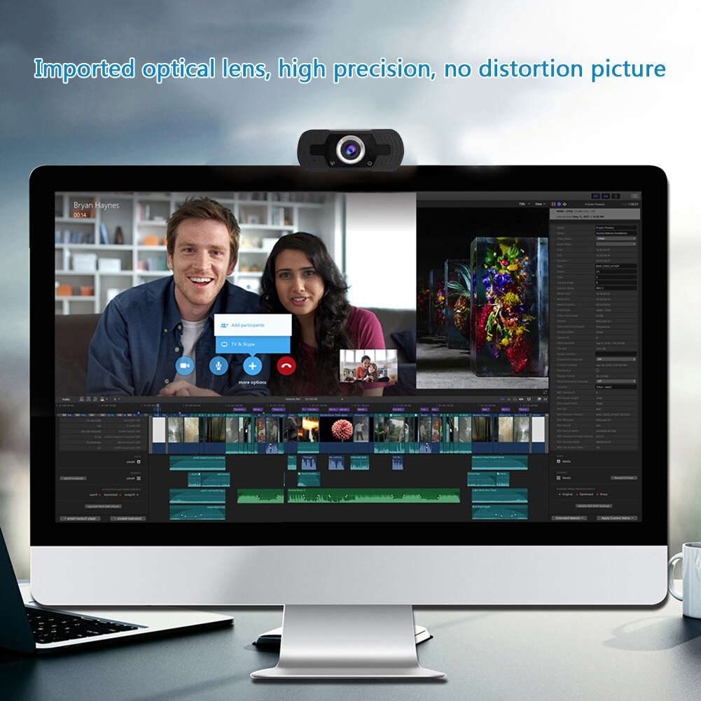 Web Camera with Built-in Mic USB Auto Focus PC Webcam Privacy 1080P FHD Cover for Office Caring Computer Supplies