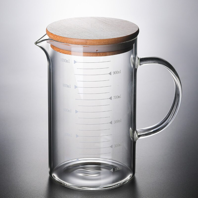 250ml-500ml Glass Transparent Measuring Cup Cooking Tools Container Measuring Cup Measuring Liquid Bakeware Kitchen Accessories: 1000 ML with lid