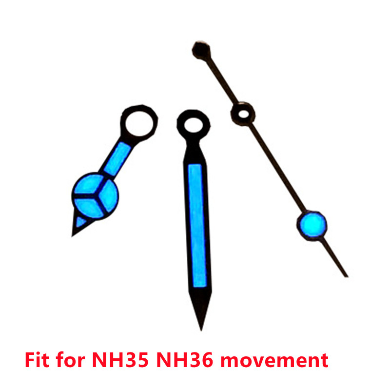 Gemodificeerde Horloge Onderdelen Blauw Groen Lichtgevend Horloge Hand Fit Voor NH35 NH36 2813 8215 Automatisch Uurwerk Horloge: Blue luminous NH35