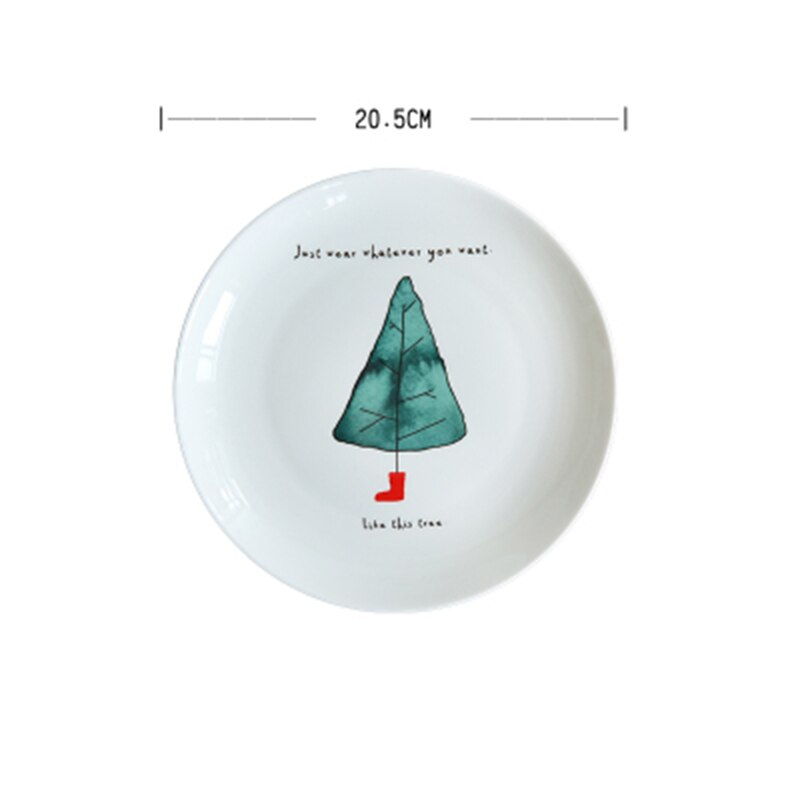 Cactus Styles 8 inch Ceramic Domestic Plate Kitchen Tableware Cake Dessert Fruit Snack Breakfast Steak Dinner Dish Dishes: 8 inch-Style 2