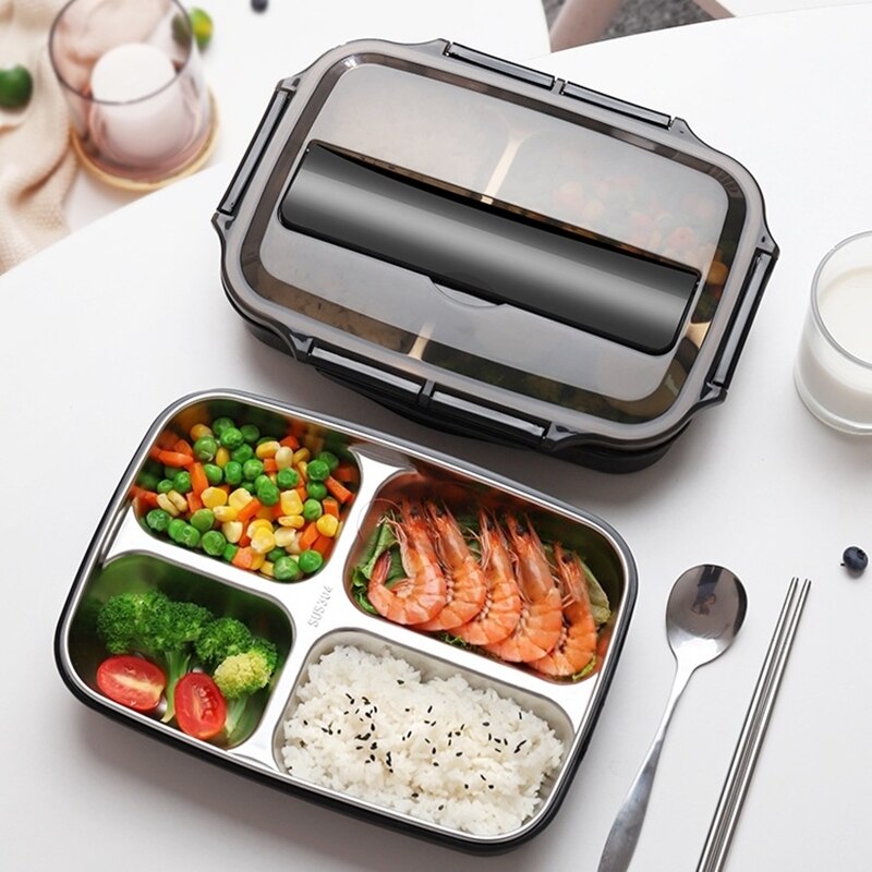 Stainless Steel Thermal Lunch Box Containers with Compartments Leakproof Bento Box Food Container Picnic Office School Lunchbox