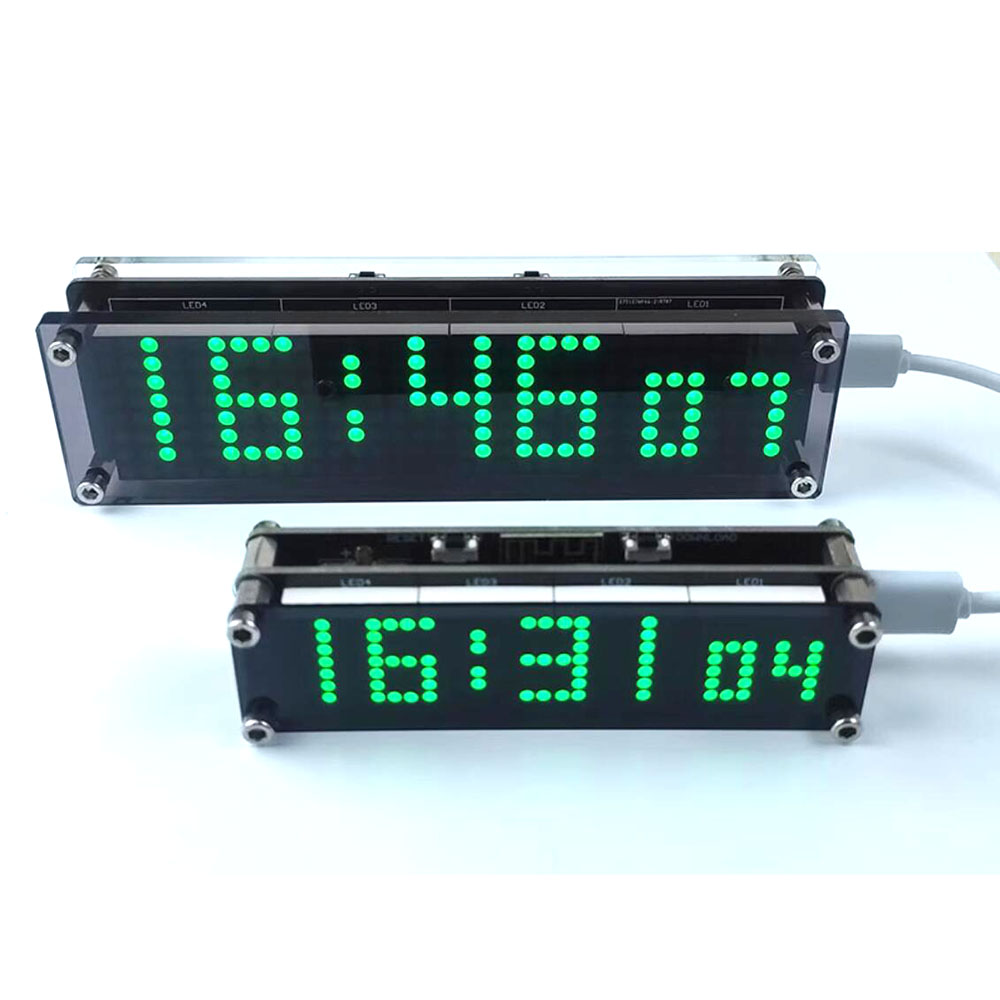 ESP8266 WIFI horloge réseau synchronisation affichage numérique LED matrice de points horloge rouge bleu vert blanc temps TYPE-C puissance wifi montre