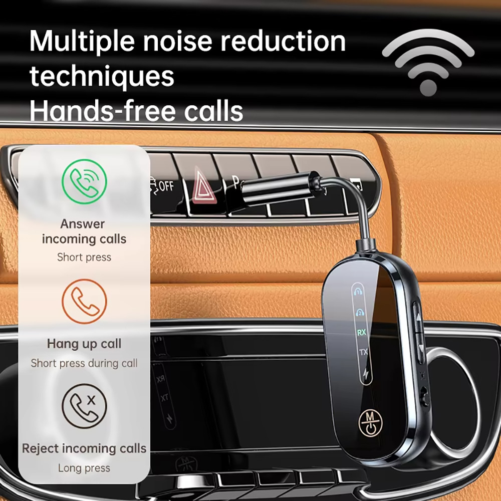 Transmetteur récepteur Audio Bluetooth 5.4 2 en 1, adaptateur sans fil AUX 3.5mm, micro pour voiture, avion, TV, haut-parleur, PC, casque, mains libres