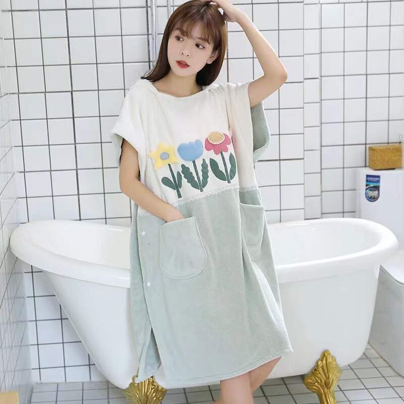 Albornoz de microfibra para mujer, Toalla de baño de capa suave para adultos, Textiles para el hogar, toallas de Sauna de baño