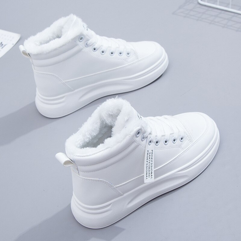 Swyivy bontschoenen dames witte sneakers winter pluche bont warme sneeuwlaarzen platform dames witte enkellaarsjes met bont