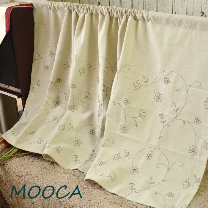 Cotton and linen embroidered short kitchen curtain cafe curtain