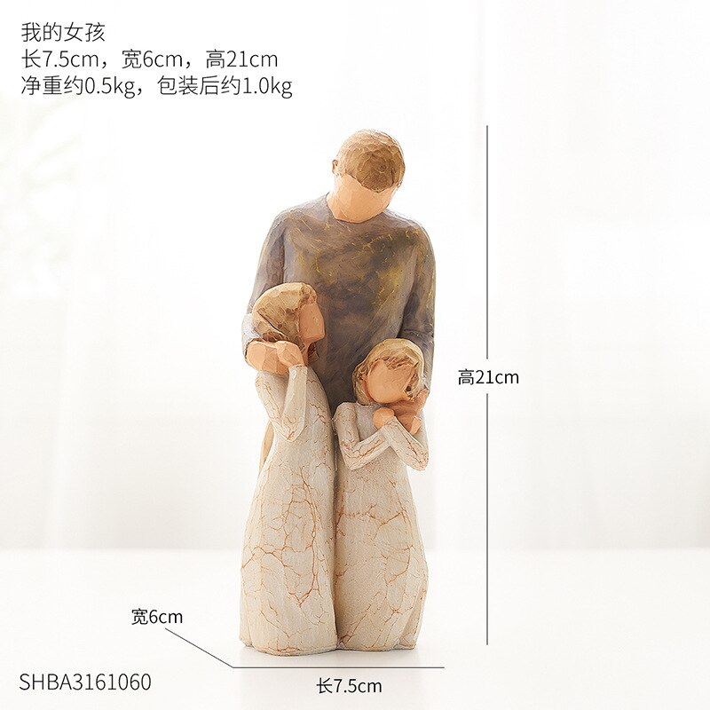 Estilo nórdico amor familia figuras resina Miniacture mamá papá y decoración del hogar para niños accesorios Happy Time