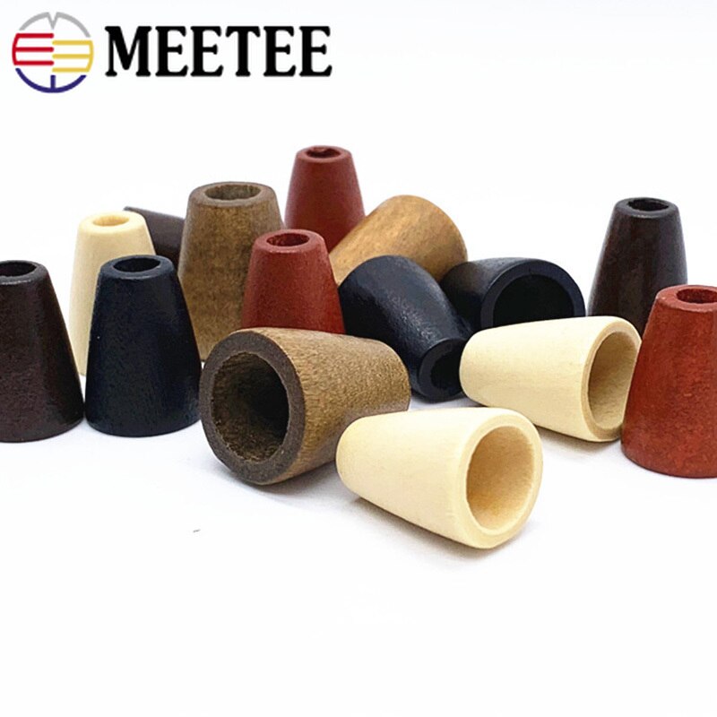 Meetee 20 stk træ trompet vedhæng prop spænde hat reb bælte snor lås gør-det-selv snøre hale klip snor ende tilbehør  ds015