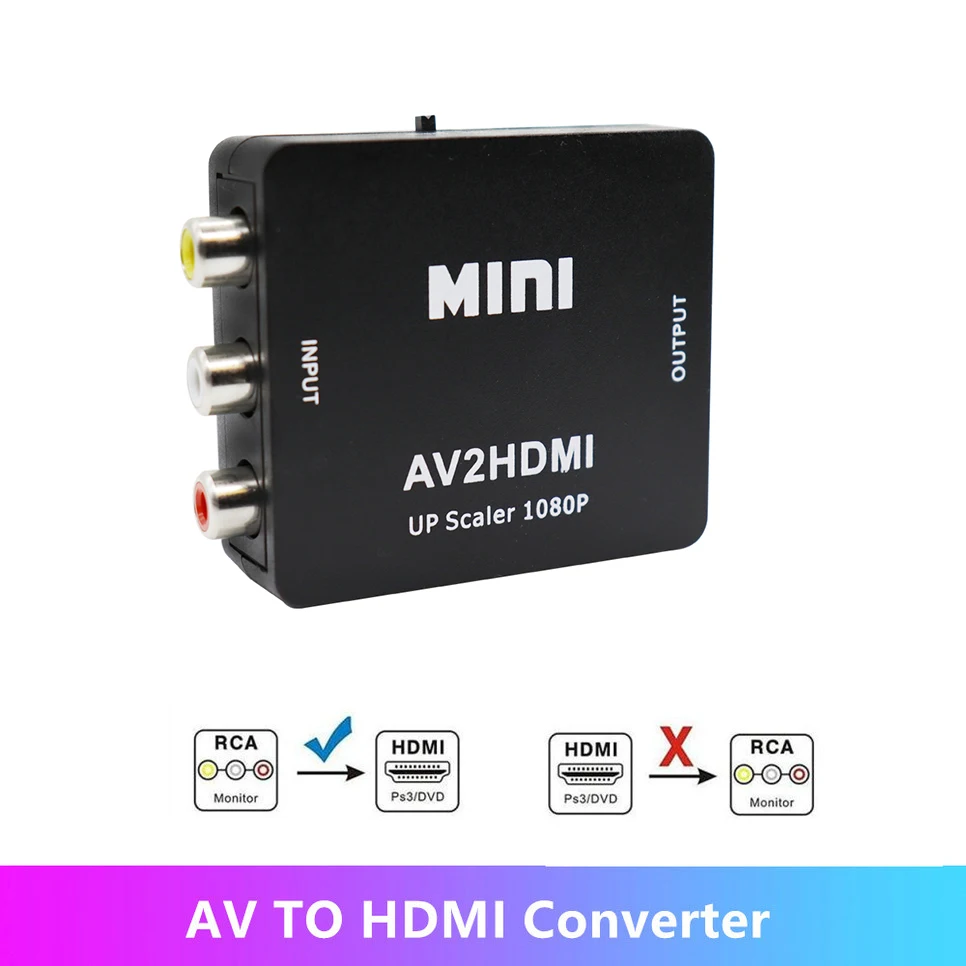 AV2HDMI RCA AV naar HDMI-compatibele composietadapterconverter 1080P audiovideokabel CVBS AV-adapter met USB-kabel