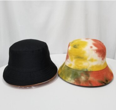 Unisex sommar vändbara svart vit regnbåge färg tryckta fiskare kepsar hink hattar gorro pescador män kvinnor: Orange