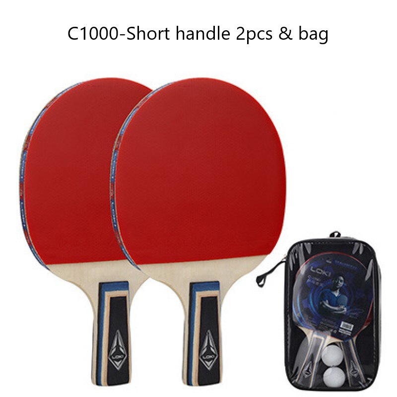 Loki-paletas de Ping Pong para principiantes, raqueta de tenis de mesa con 5 hojas de madera, 1 par de granos de goma: C1000-2CS