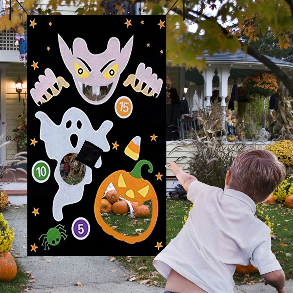 Halloween hauskoja pelejä papupussi heittää pelit lelu setti riippuva huopa kurpitsa banneri 3 kpl papupusseja halloween ulkoiluun