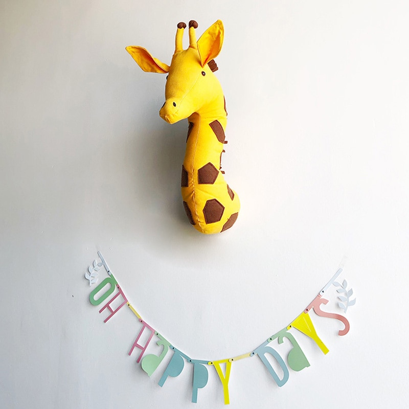 Baby børnehave 3d vægdekoration monteret kawaii fyldt elefant / giraf / zebra væghængende legetøj børneværelse dekor jul