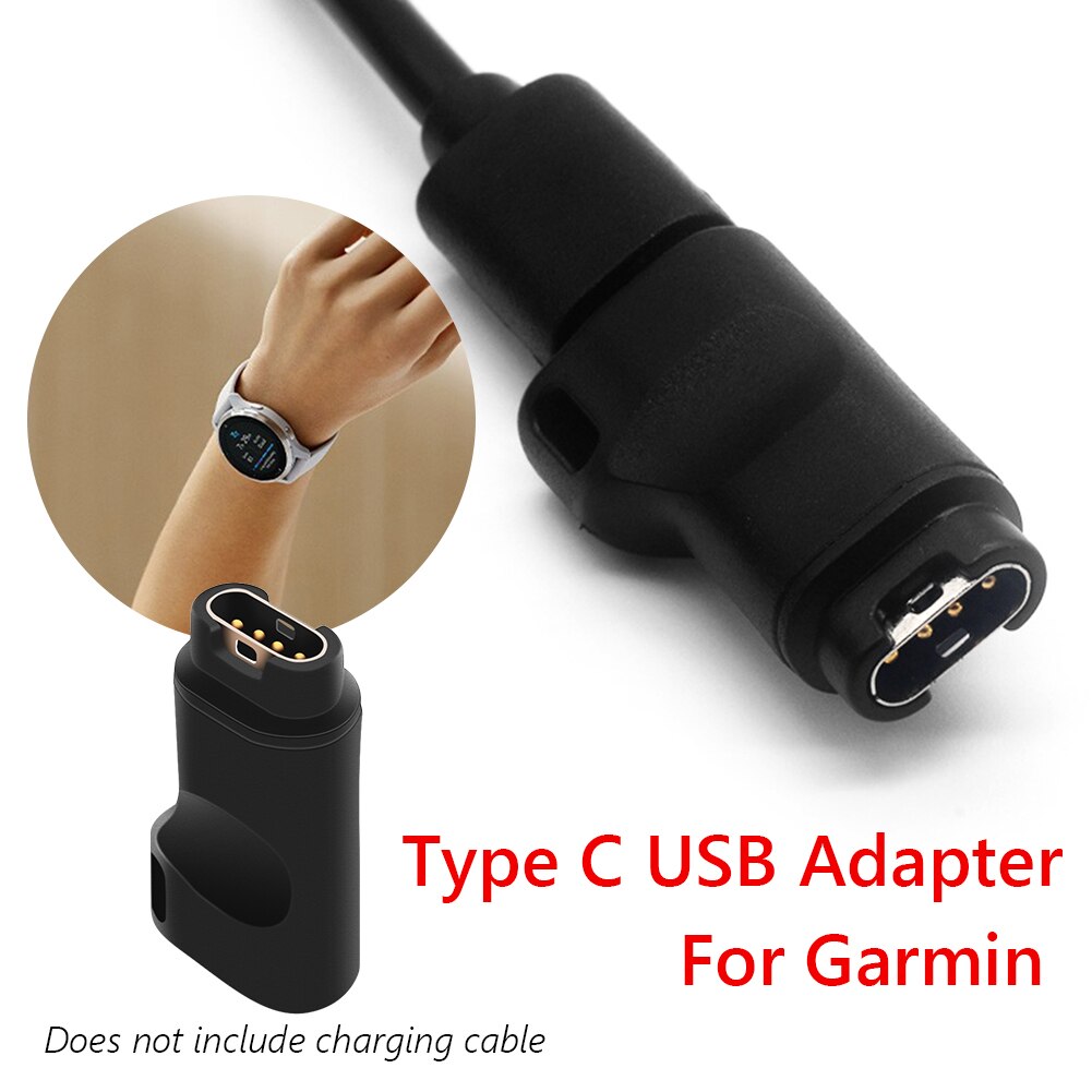 Usb laddare adapter typ c kabel för garmin fenix 5/5s/5x/6/6s/6x venu swim 2/2s sq vivoactive 4/4s/3 945 935 645 245 instinct: Typ c usb