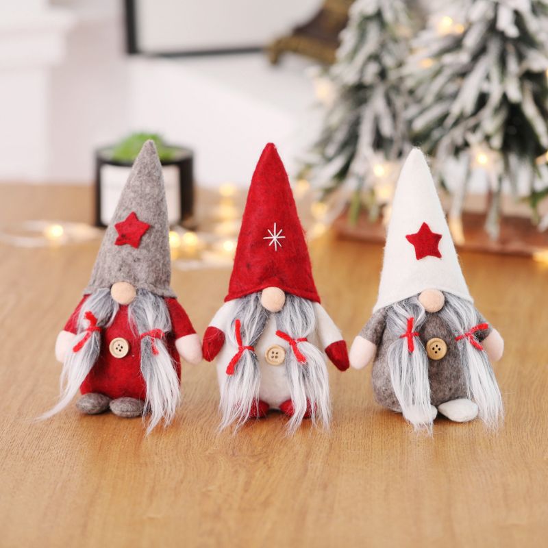 Vrolijk Kerstfeest Star Hoed Zweedse Santa Gnome Pluche Pop Ornamenten Handgemaakte Elf Speelgoed Home Party Decoratie